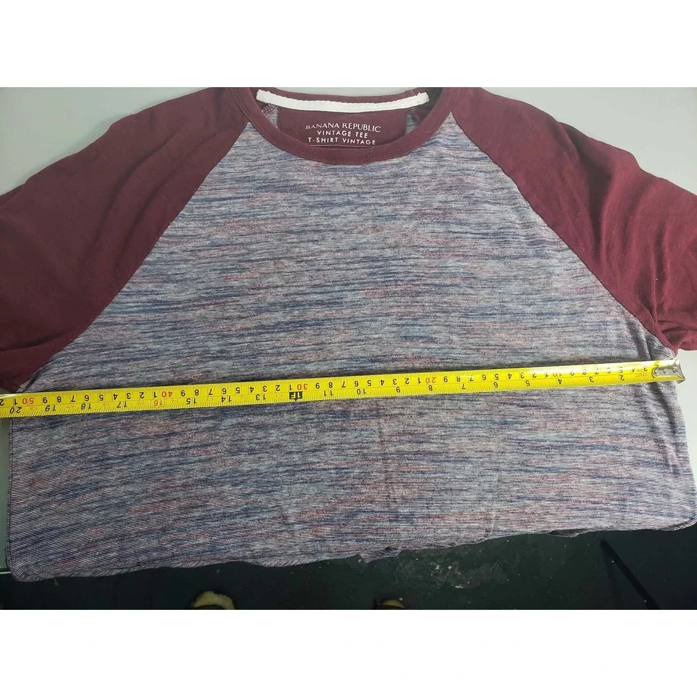 Banana Republic Vintage Tee Mens Medium‎ Long Sleeve Burgundy Space Dye Shirt